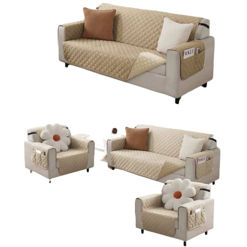 GENERICO - FUNDA SOFÁ SILLÓN 3 CUERPOS SOBREPONER BICOLOR REVERSIBLE B04