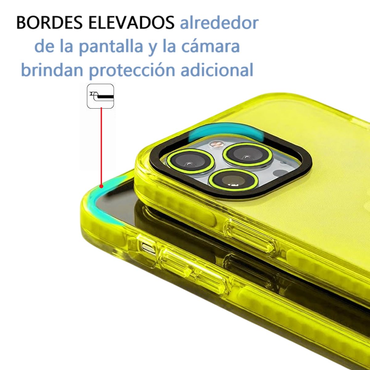 GENERICO - Carcasa Neon Con Lentes Para iPhone 14 / Amarillo