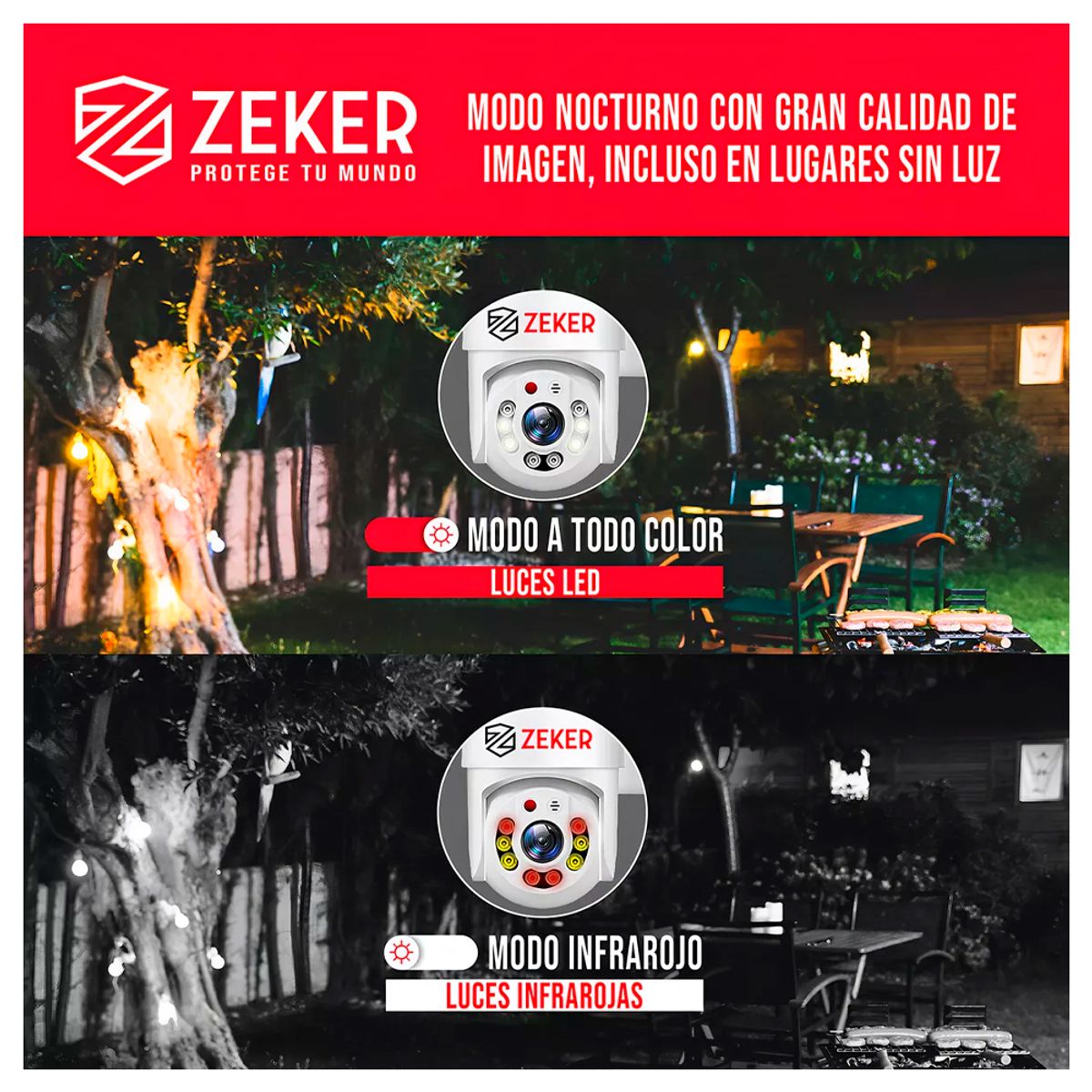 ZEKER - Cámara De Seguridad Wifi Exterior Motorizada Impermeable 2mp 5g