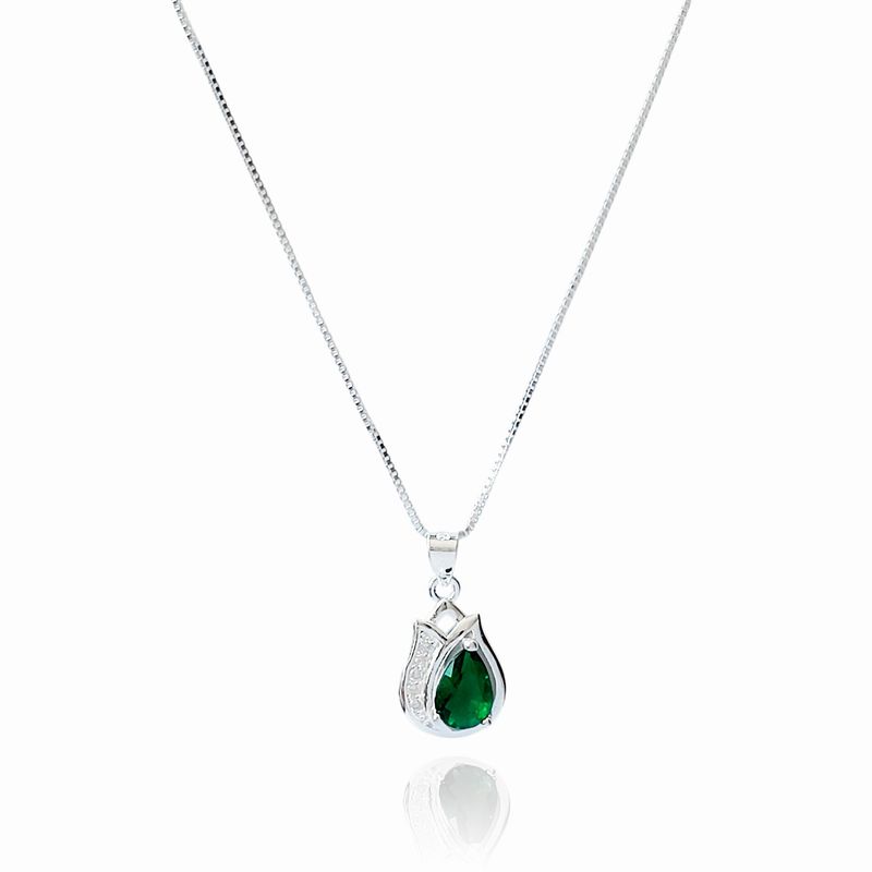 ANDREA COGGIOLA JOYAS - Collar Tulipán Circón Verde Plata Fina 925