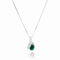 ANDREA COGGIOLA JOYAS - Collar Tulipán Circón Verde Plata Fina 925