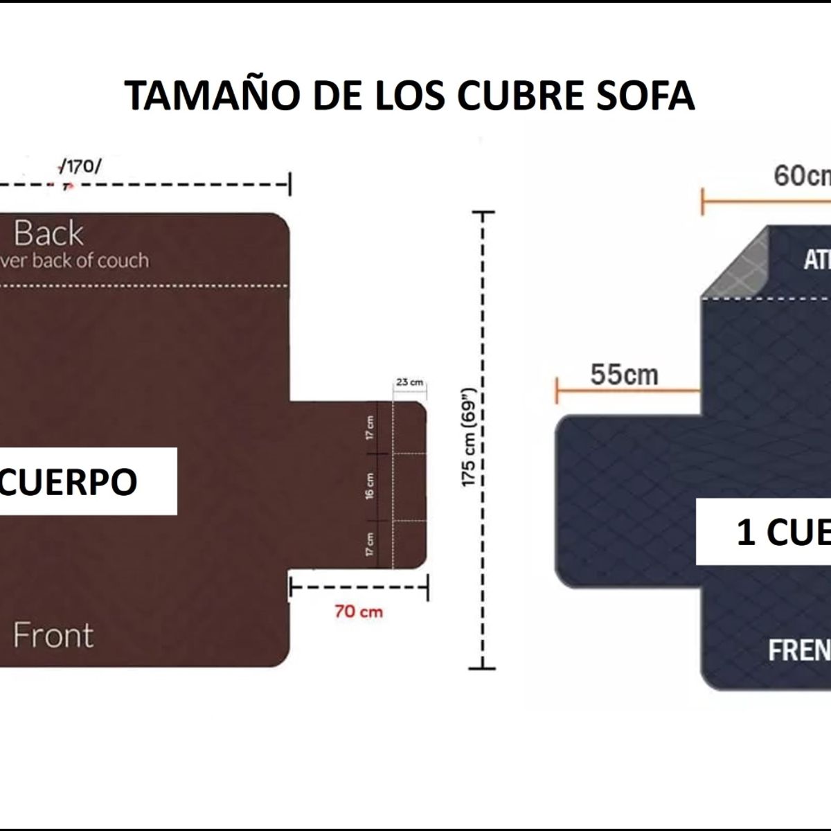 GENERICO - CUBRE SILLON 3+1+1 REVERSIBLE 3 FUNDAS IMPERNEABLE CAFE Y BEIGE TF
