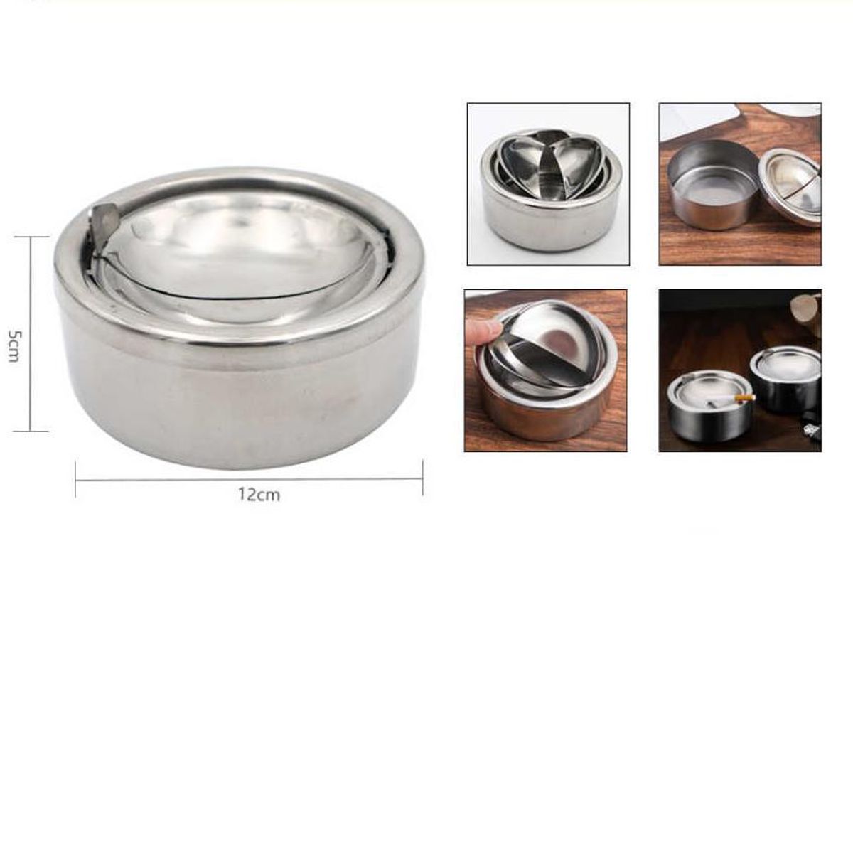 GENERICO - Cenicero De Metal Clásico Plateado