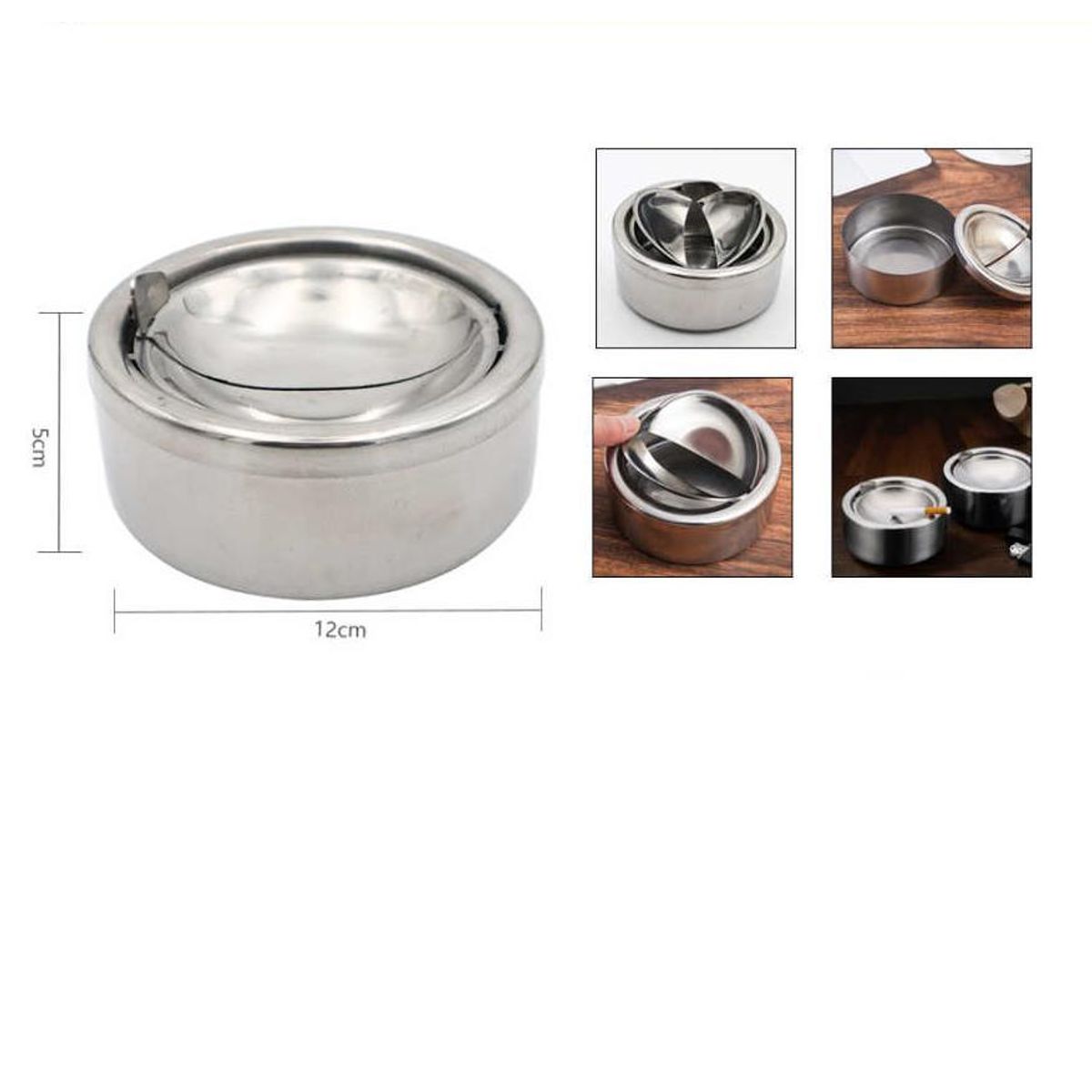 GENERICO - Cenicero De Metal Clásico Plateado