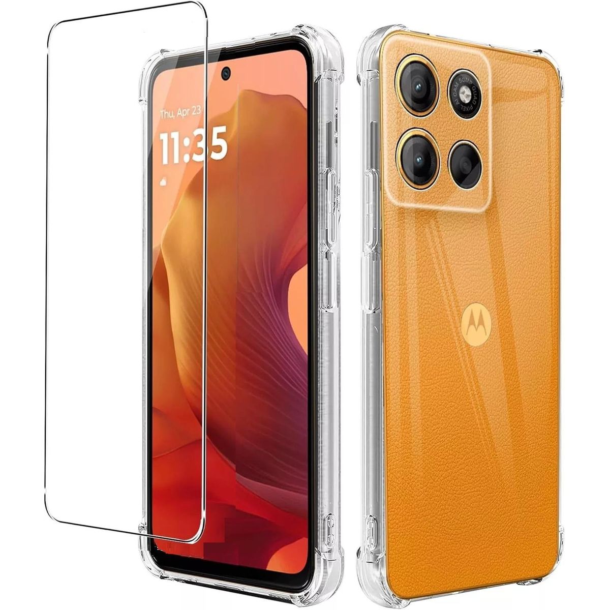 GENERICO - Carcasa Antishock Transparente Para Moto G15 + Lamina Completa