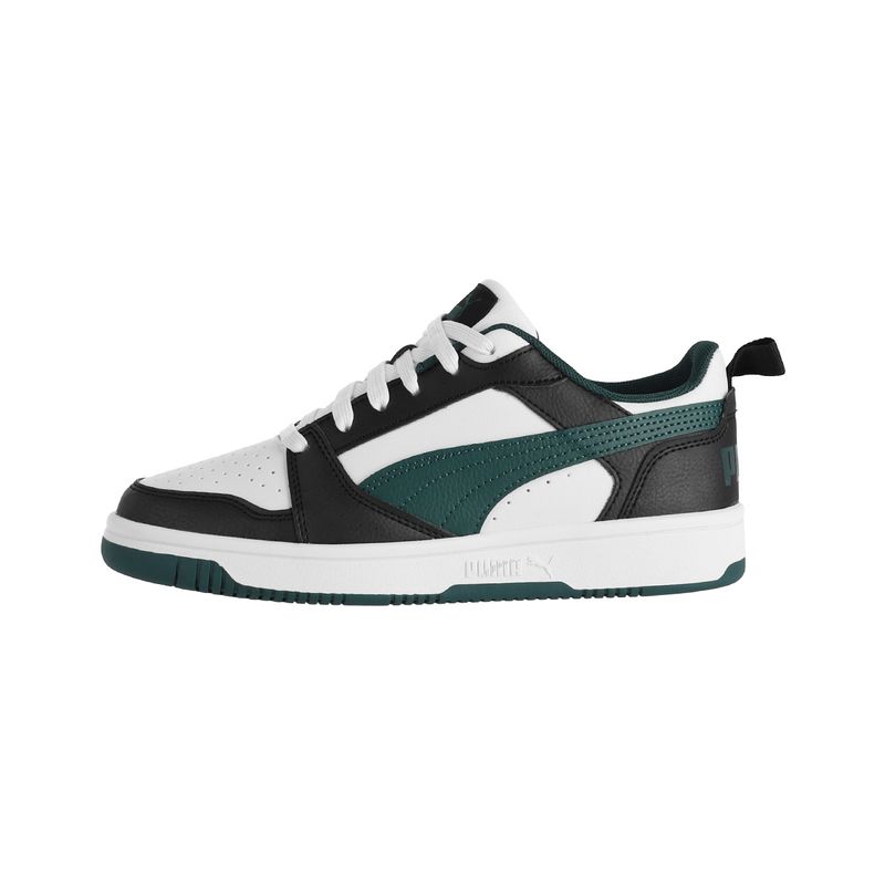 PUMA - Zapatilla Puma Rebound V6 Mid Joven Negras/Verdes/Blancas