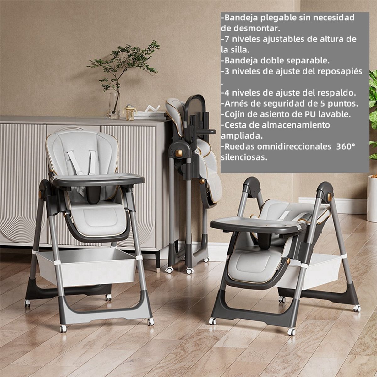 GENERICO - Silla De Comer Plegable Multifuncional Para Bebé 3 En 1
