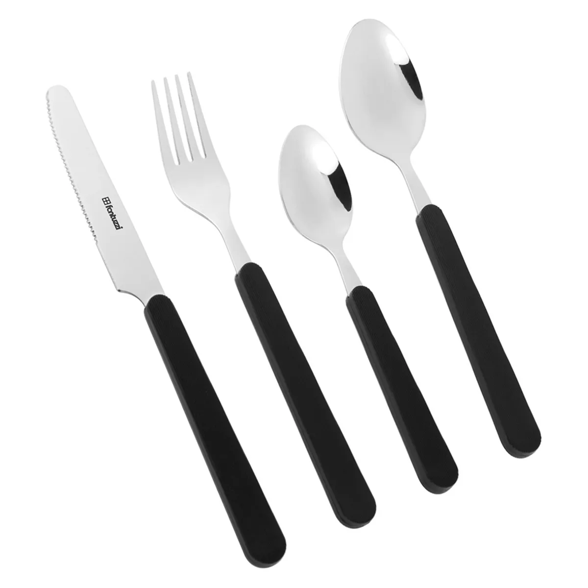 FANTUZZI - Cubertería de Acero Inoxidable Roma 16 Piezas con bandeja