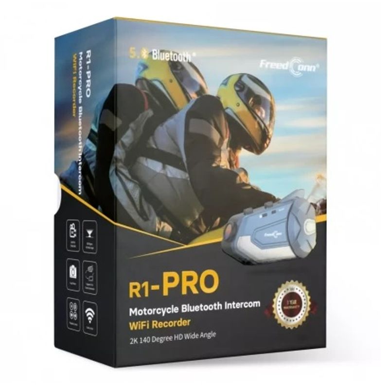 FREEDCONN - Intercomunicador y bluetooth con camara para motociclistas