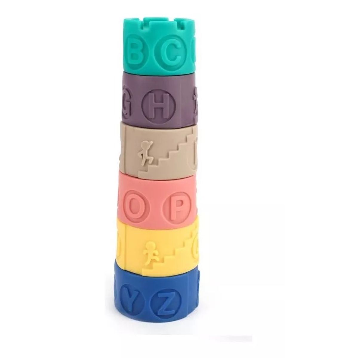 GENERICO - Torre Apilable De Goma Bebe Encastre Letras X6