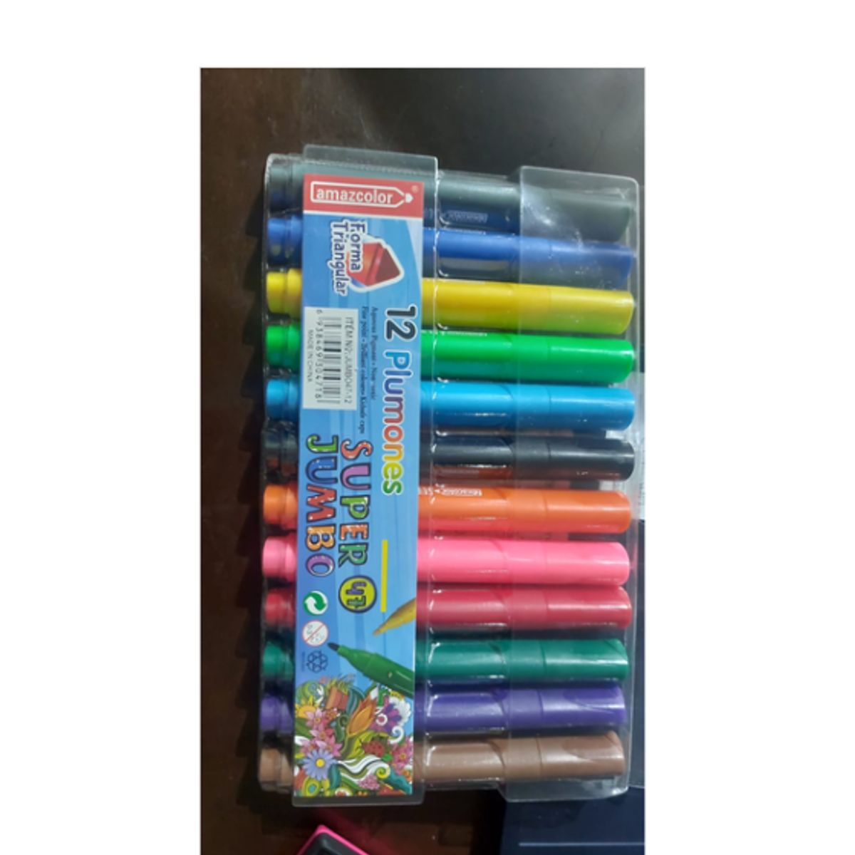 GENERICO - Pack 6 Plumones Super Jumbo Forma Triangular set 12 und