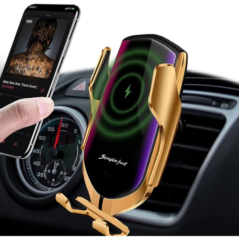 GENERICO - Soporte De Celular Para Auto censor de ajustable dorado