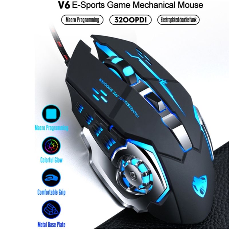 GENERICO - Mouse Gamer Con Cable T-Wolf V6