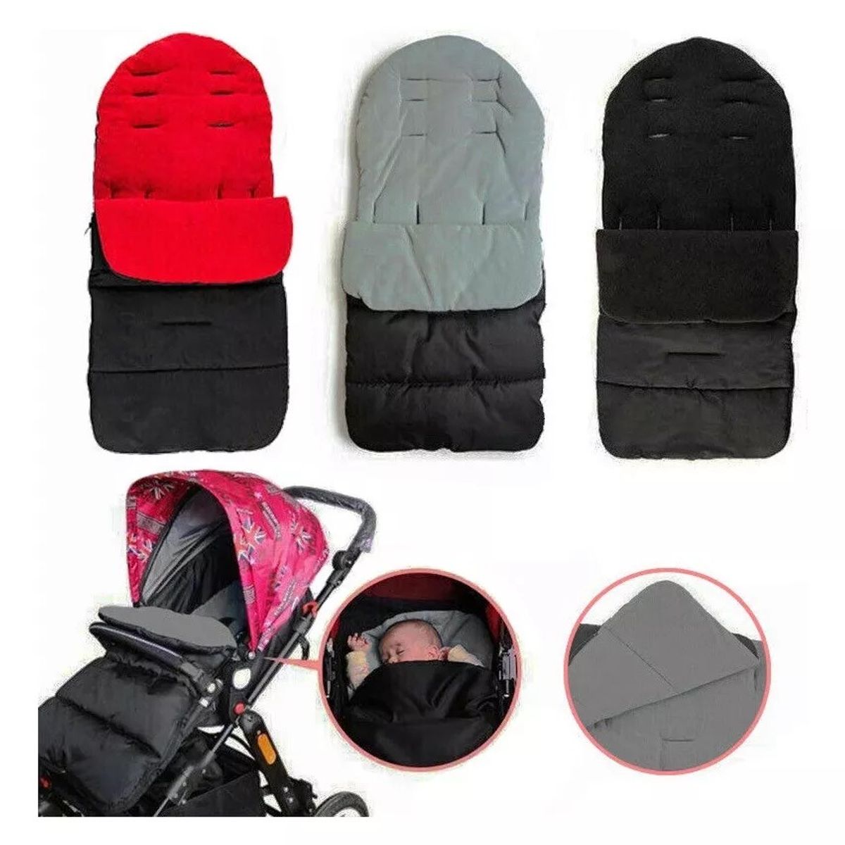 GENERICO - Saco Para Coche Bebé Impermeable Con Forro Polar Térmico