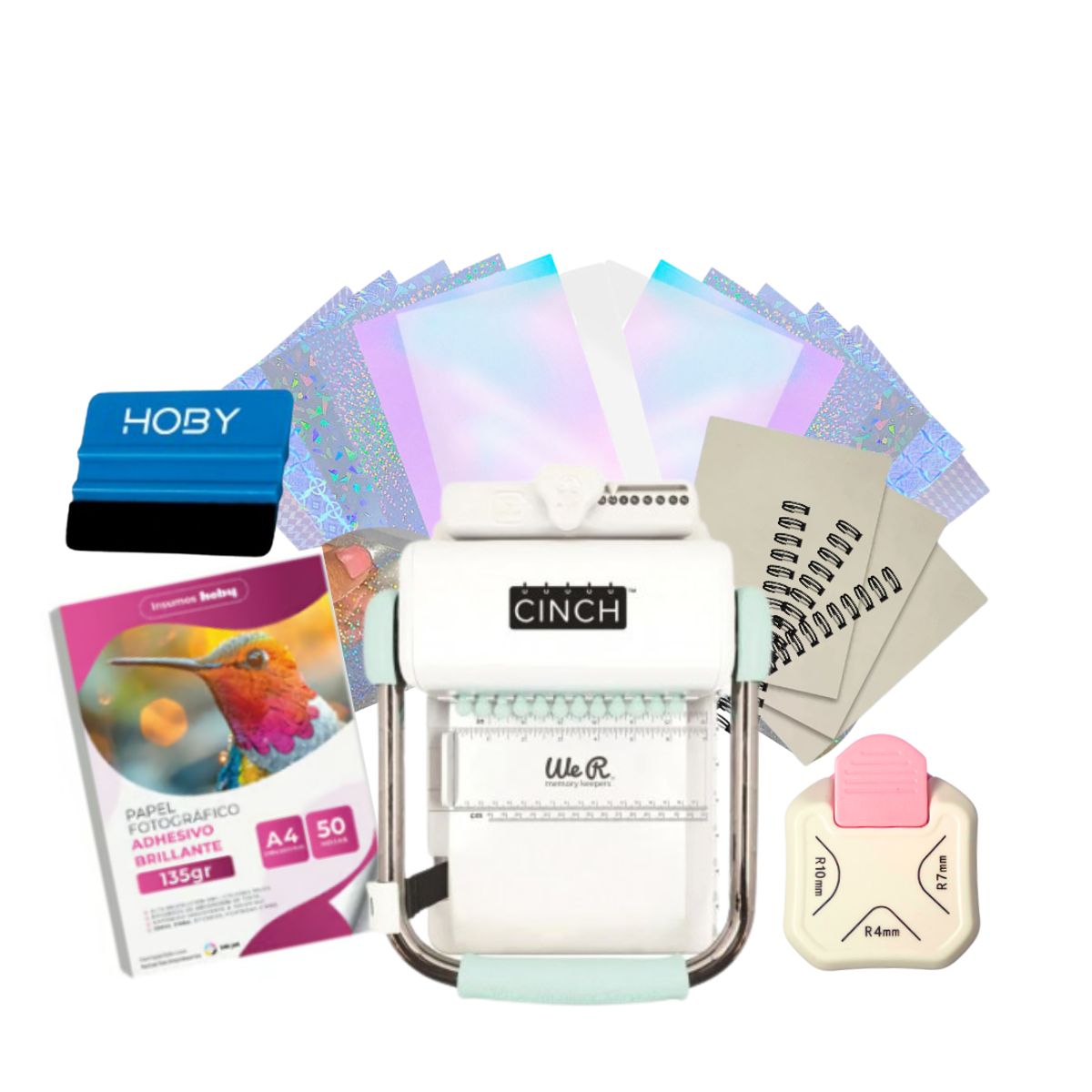 AMERICAN CRAFTS - Encuadernadora Cinch celeste kit full emprende k2