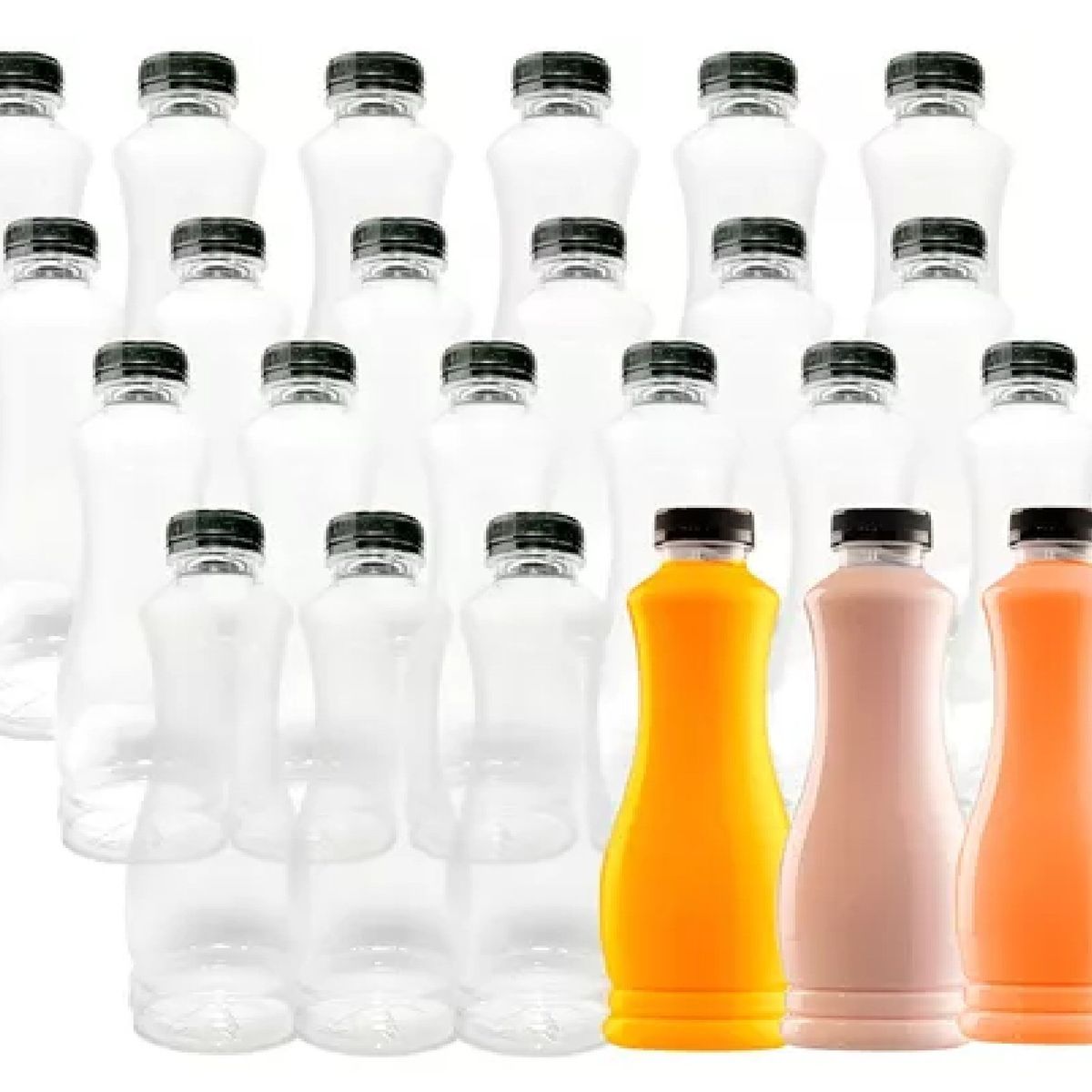 PASTELERIUSCL - Set 12 Botellas Plasticas Transparentes Botella C/tapa 800ml