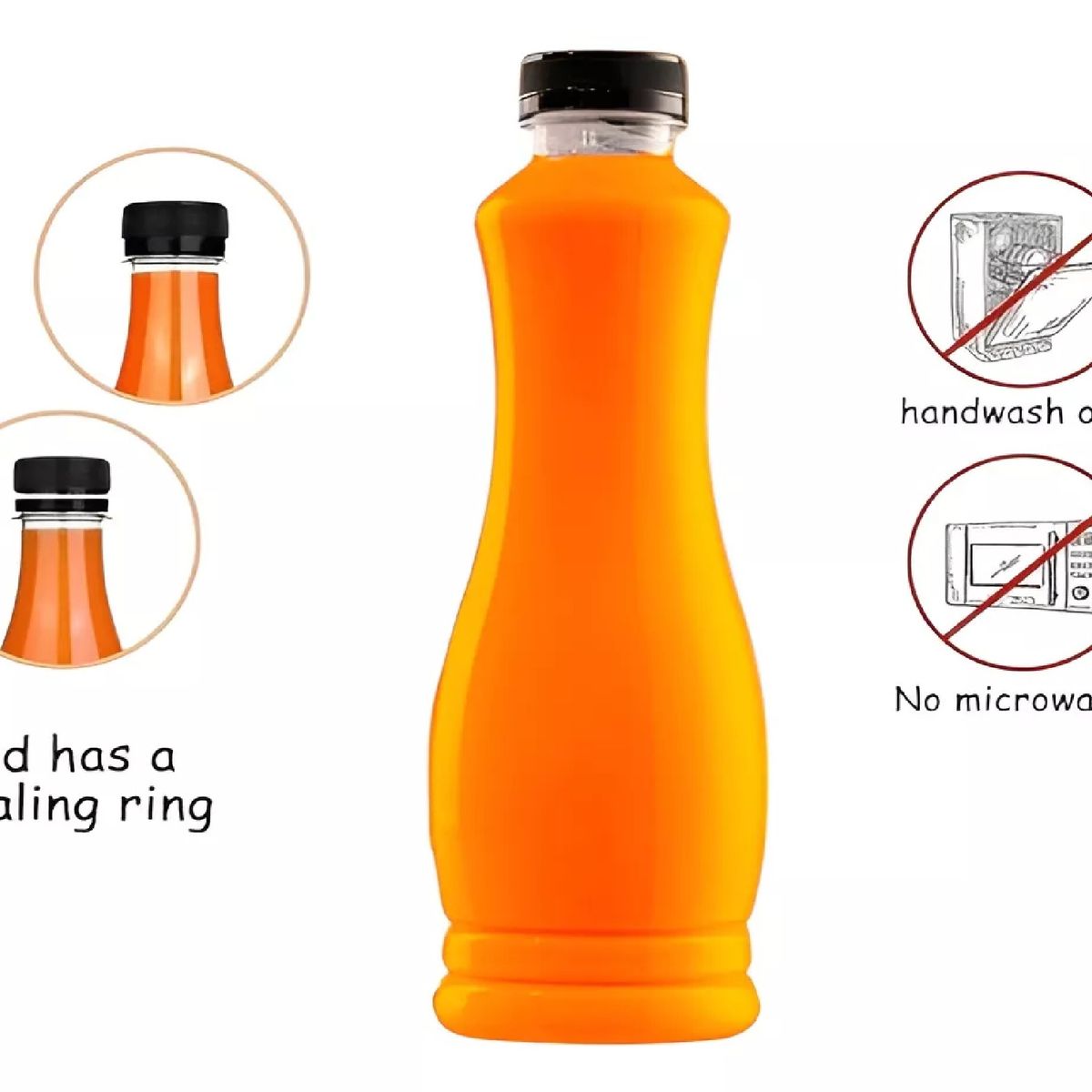 PASTELERIUSCL - Set 12 Botellas Plasticas Transparentes Botella C/tapa 800ml