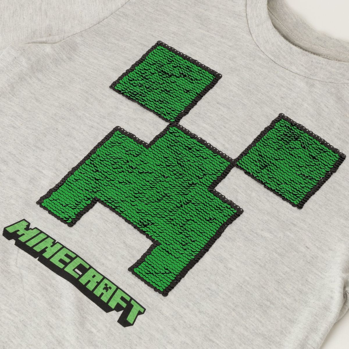 MINECRAFT - Polera Manga Larga Minecraft con Lentejuelas Reversibles - Niños 4-12 Años