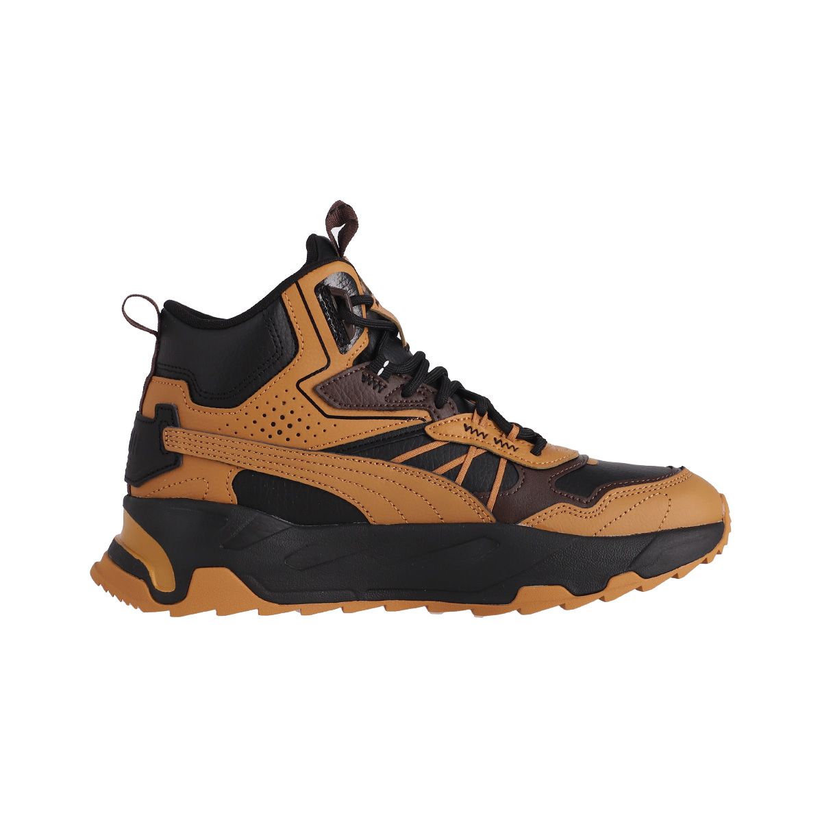 PUMA - Zapatilla Puma Trinity Mid Hybrid Hombre Negra/Café/Naranja