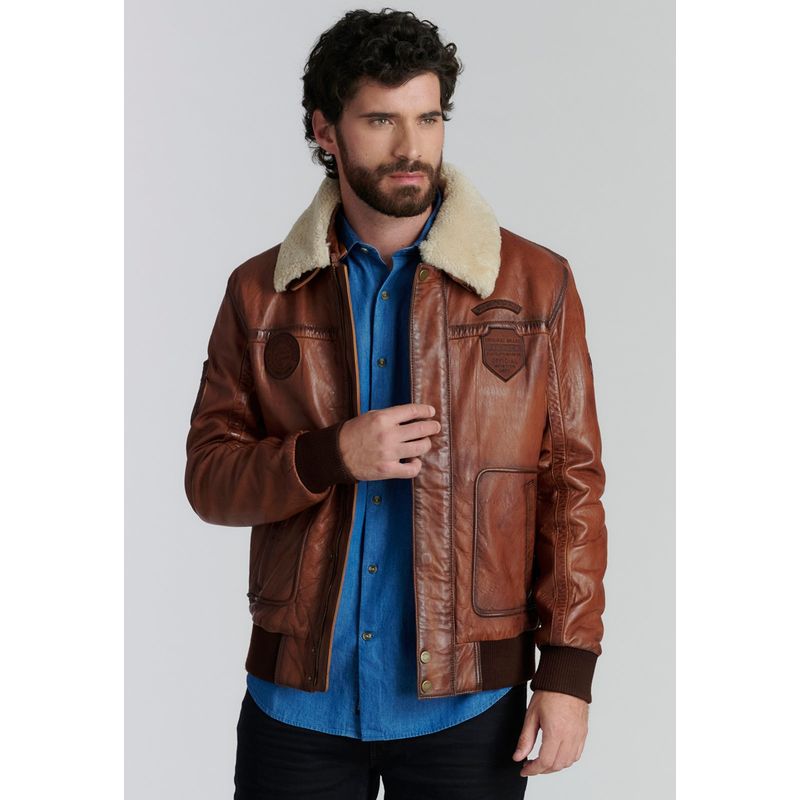 FEROUCH - Chaqueta Cuero Arkansas Fr Café Ferouch