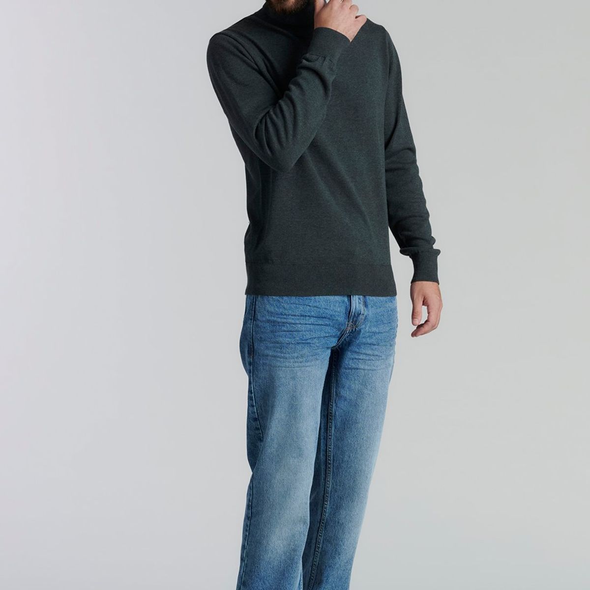 FEROUCH - Sweater Turtle Neck F Smart Casual Gris Ferouch