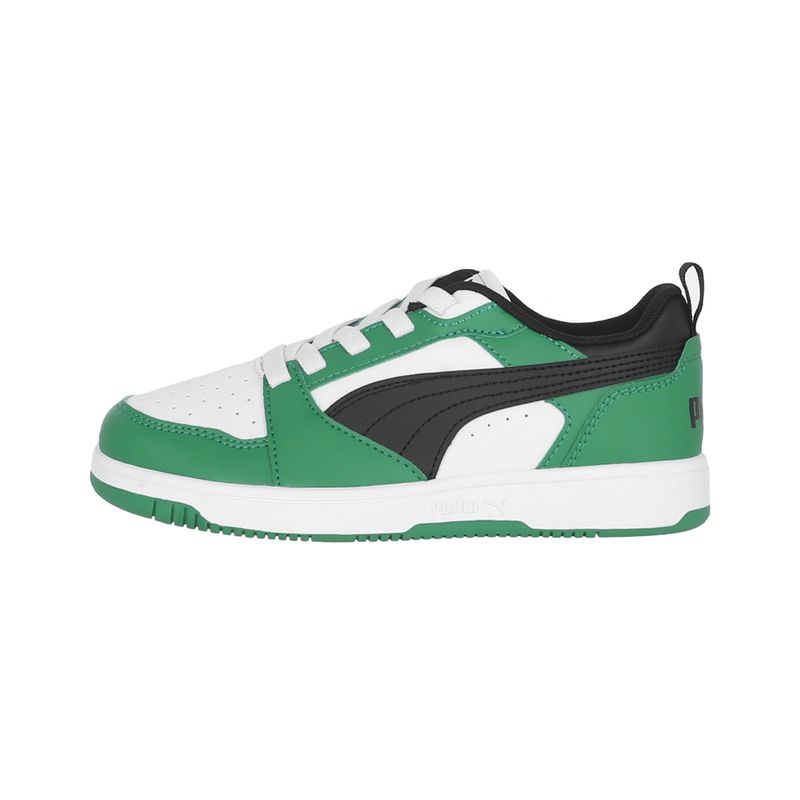 PUMA - Zapatilla Puma Rebound Low V6 Niño White/Black/Green