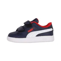 PUMA - Zapatilla Smash 3.0 Leather Niños TD Azul/Blanco