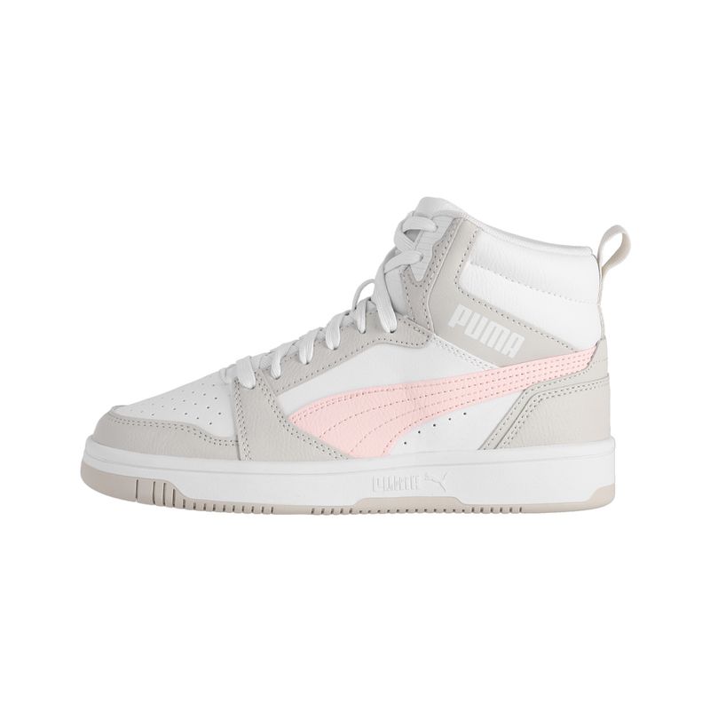 PUMA - Zapatilla Puma Rebound V6 Mid Joven Blancas/Rosadas/Gris