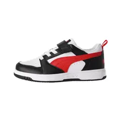 PUMA - Zapatilla Rebound v6 Niños Negras/Blancas/Rojas