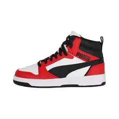 PUMA - Zapatilla Rebound V6 Mid Joven White/Red/Black