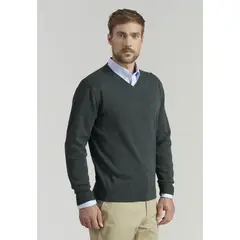 FEROUCH - Sweater V Neck Melange F Smart Casual Gris