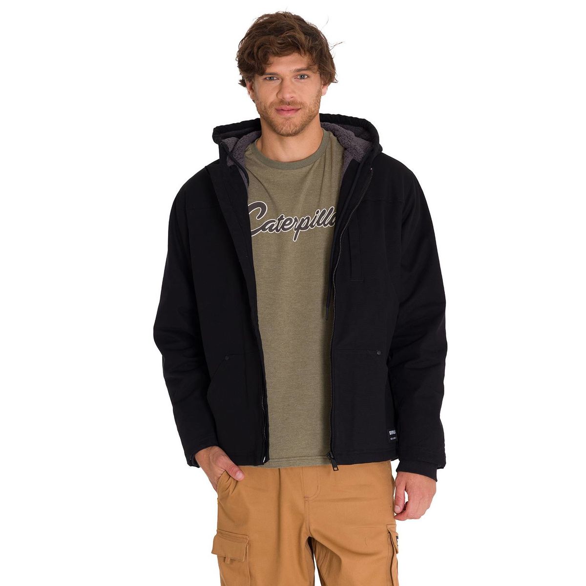 CAT - Chaqueta Hooded Sherpa Lined Hombre Negra CAT