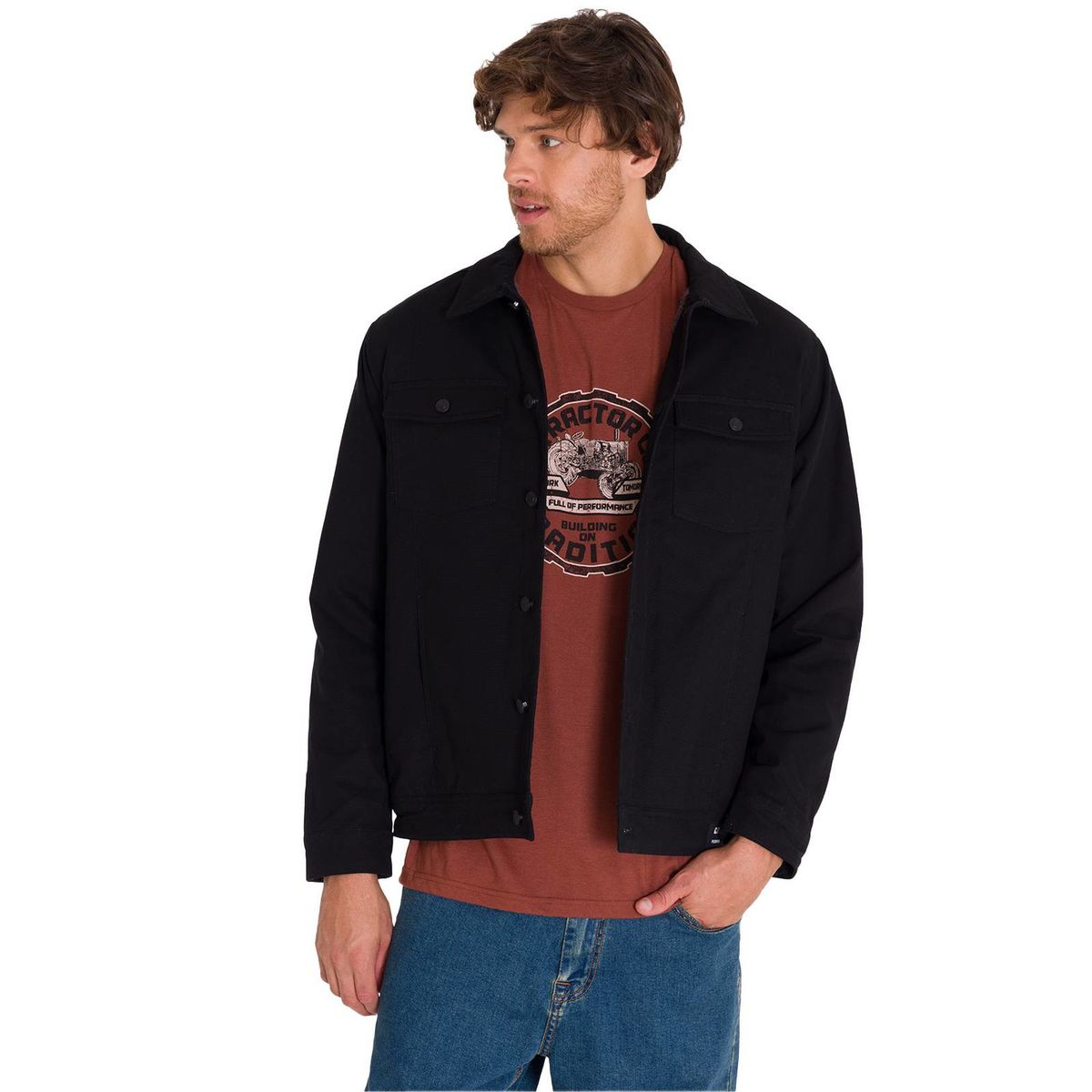 CAT - Chaqueta Casual Trucker Hombre Negra CAT