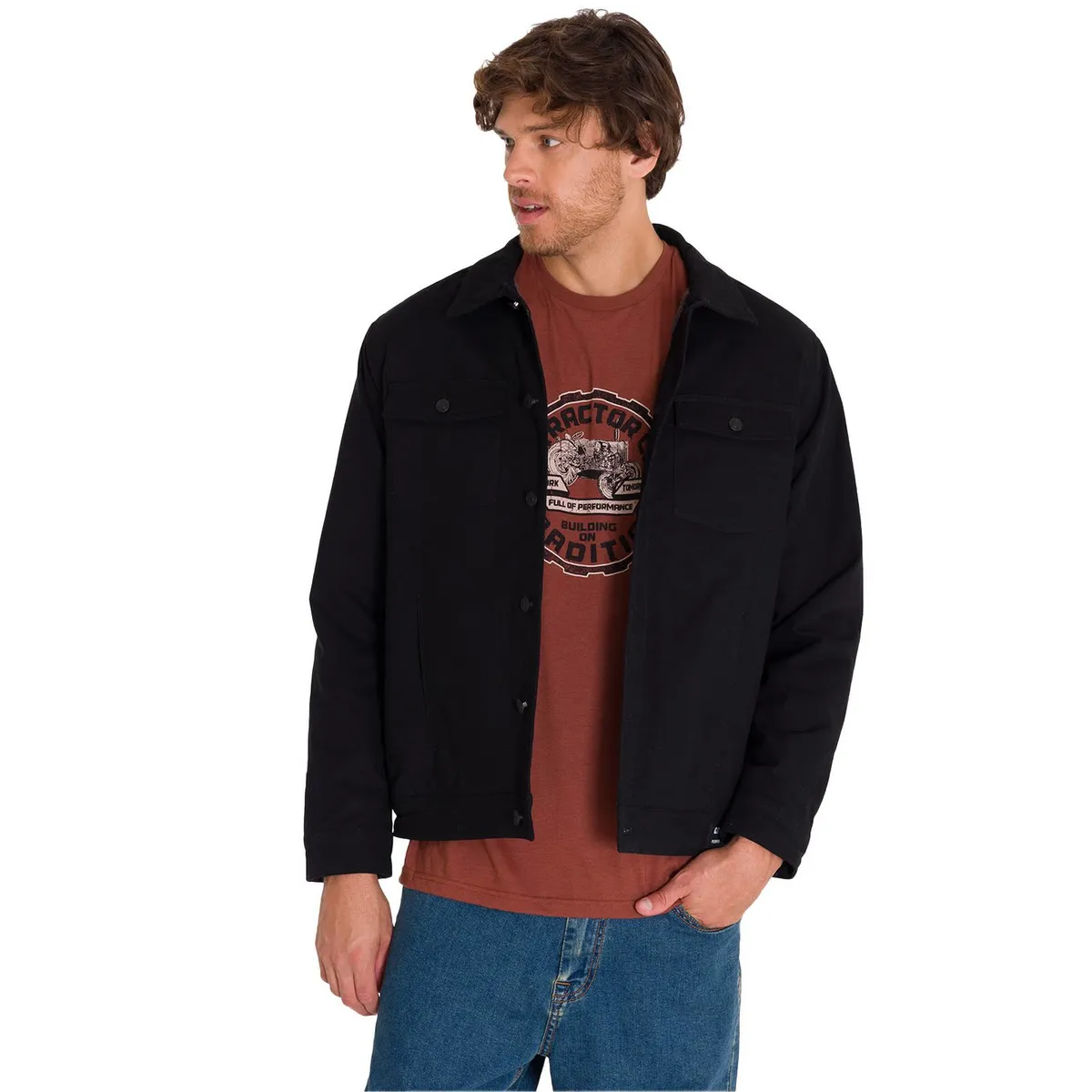 CAT - Chaqueta Casual Trucker Hombre Negra CAT