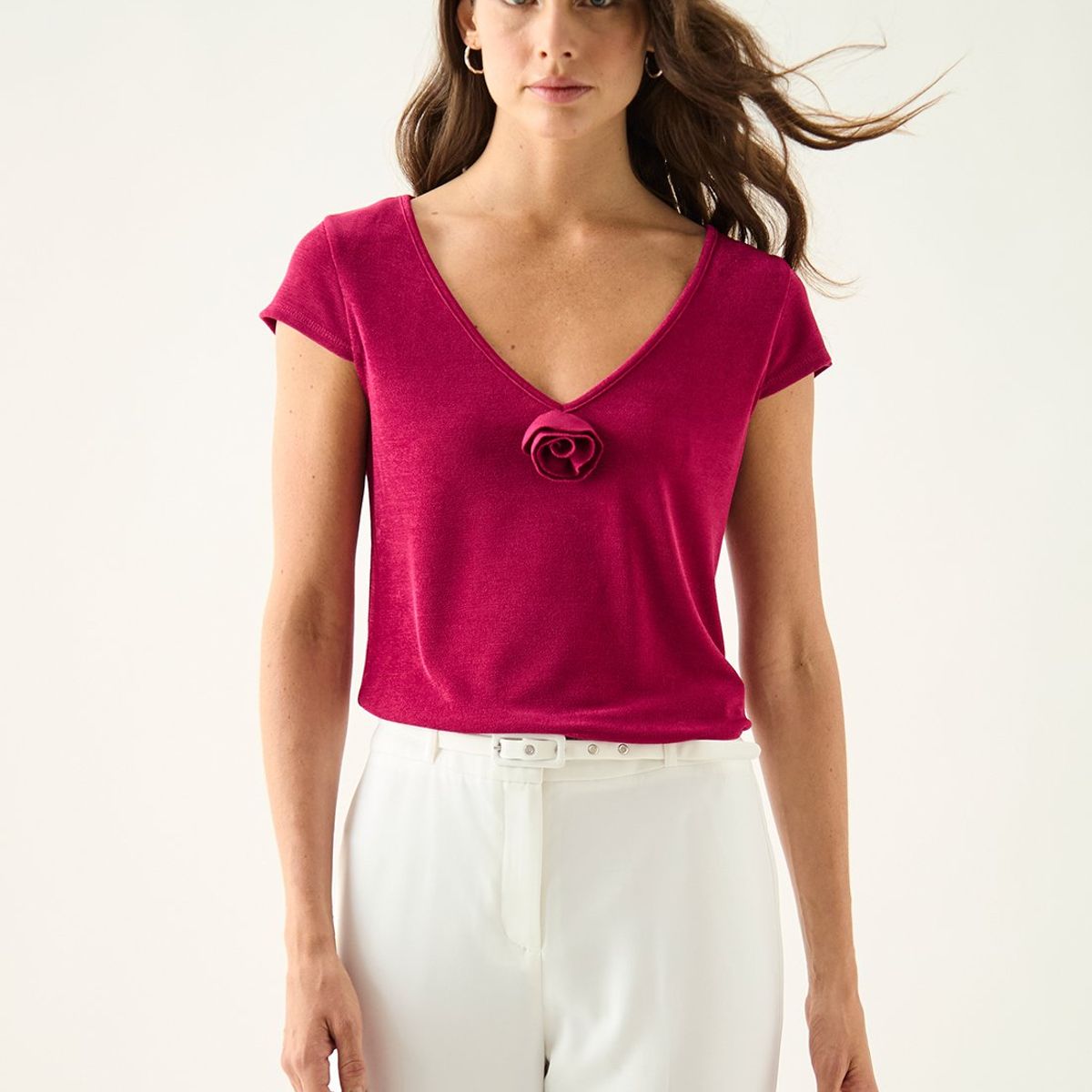 ASH - Polera Manga Corta Fucsia Mujer Ash