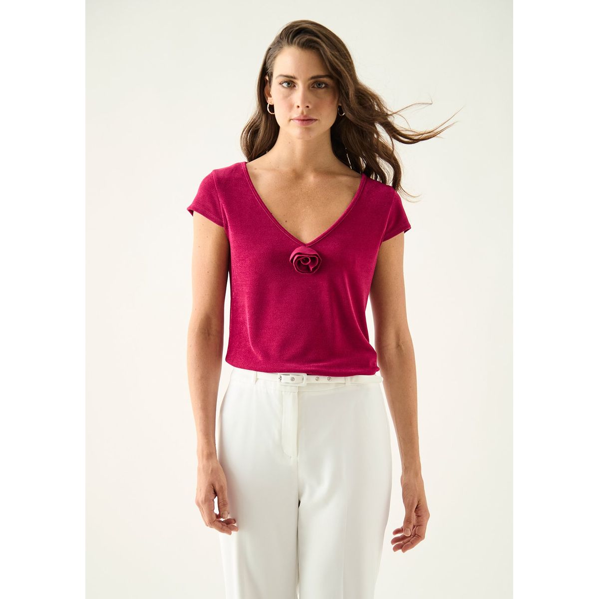 ASH - Polera Manga Corta Fucsia Mujer Ash