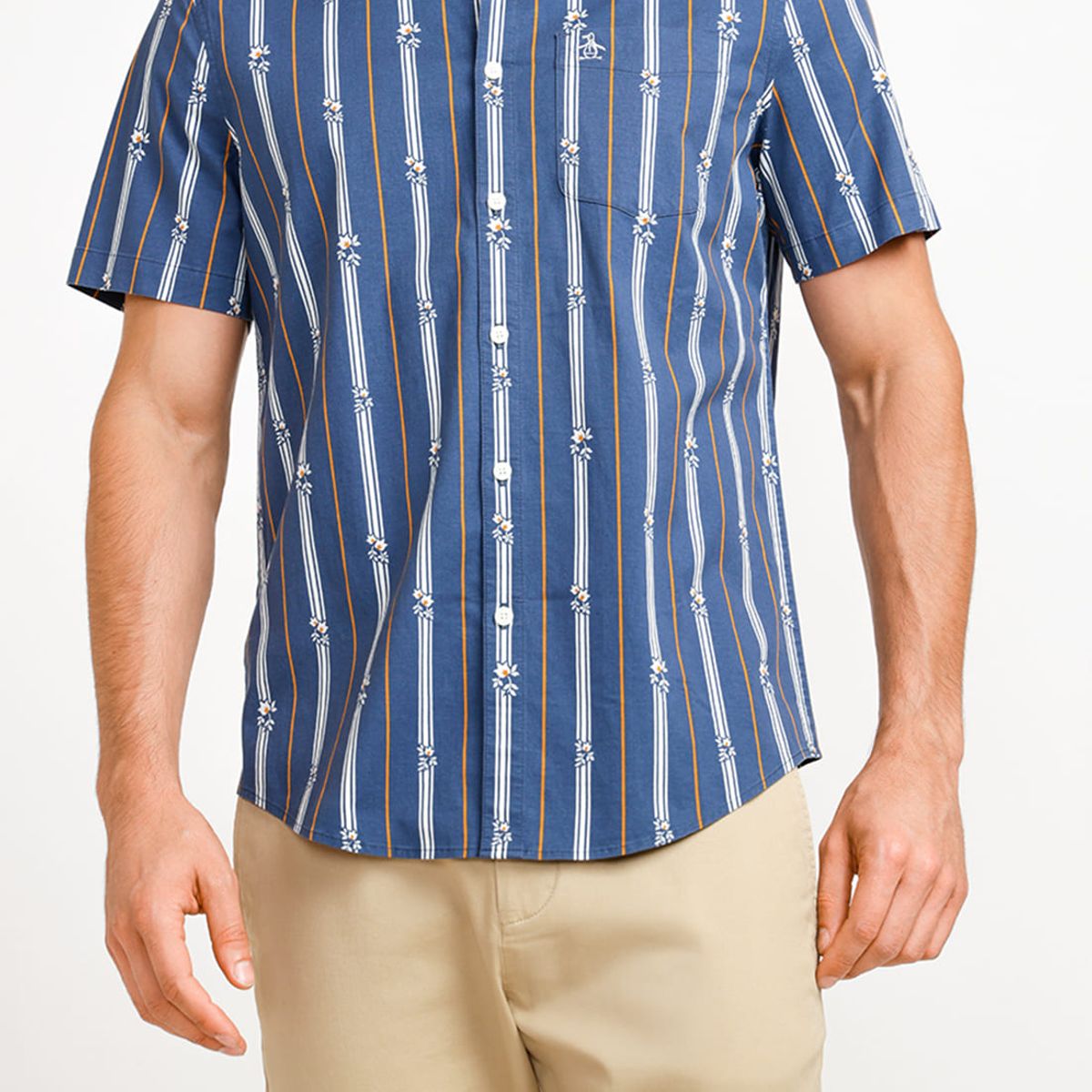 ORIGINAL PENGUIN - Camisa De Hombre Algodón Estampado Azul