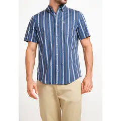 ORIGINAL PENGUIN - Camisa De Hombre Algodón Estampado Azul