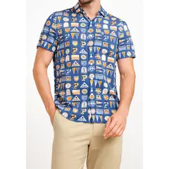 ORIGINAL PENGUIN - Camisa De Hombre Lenzing TM Ecovero Estampado Azul
