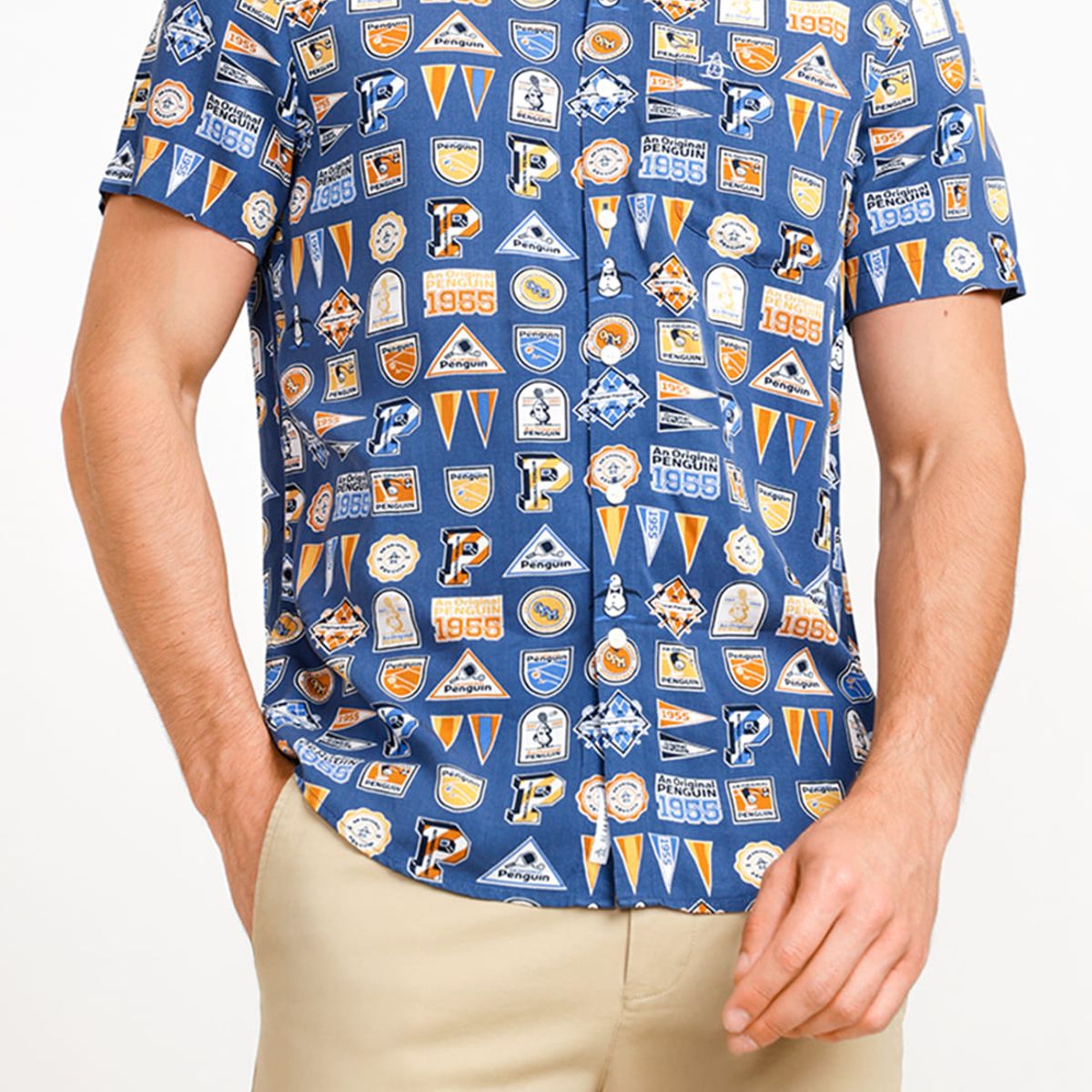 ORIGINAL PENGUIN - Camisa De Hombre Lenzing TM Ecovero Estampado Azul