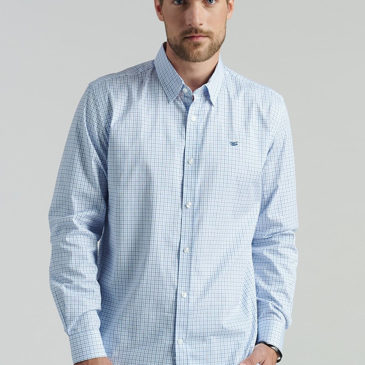 FEROUCH - Camisa Boston Smart Casual Azul Ferouch