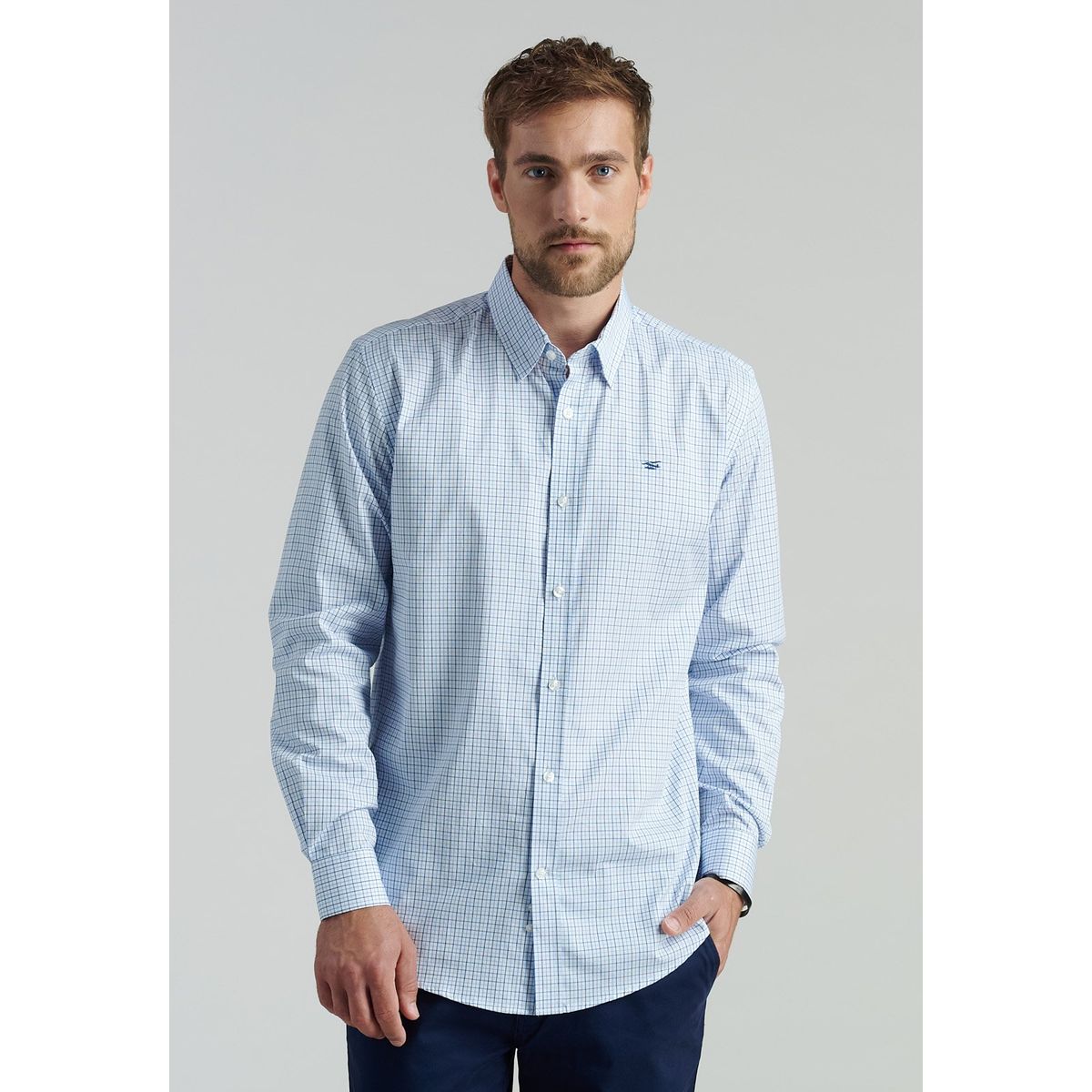 FEROUCH - Camisa Boston Smart Casual Azul Ferouch
