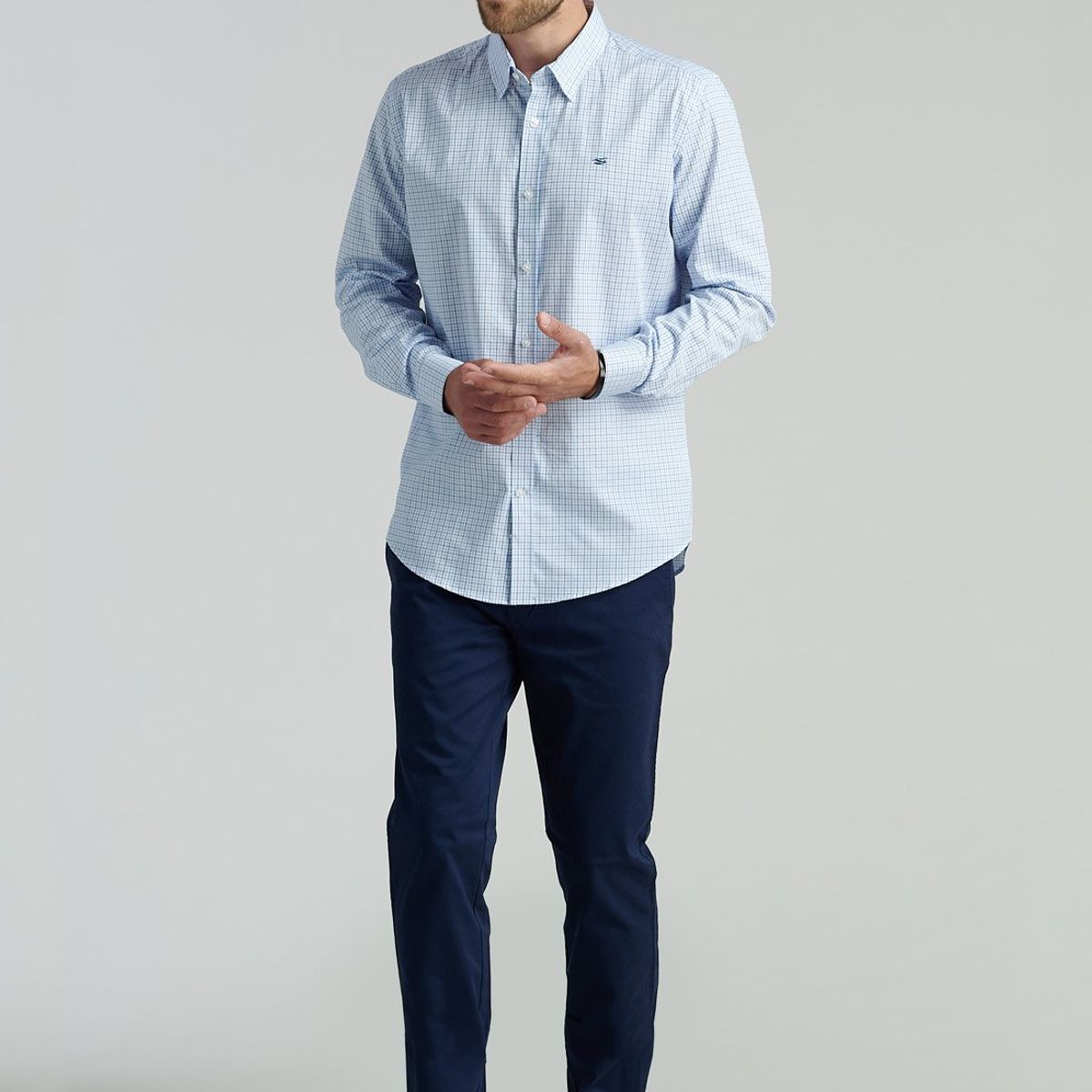 FEROUCH - Camisa Boston Smart Casual Azul Ferouch
