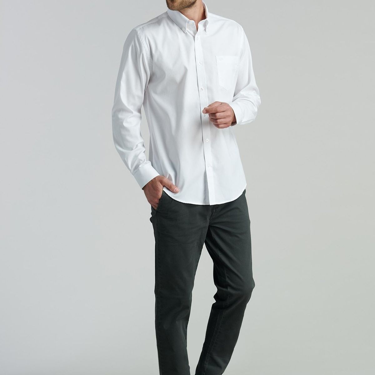 FEROUCH - Camisa Smart Casual Oxford Sc Blanco Ferouch