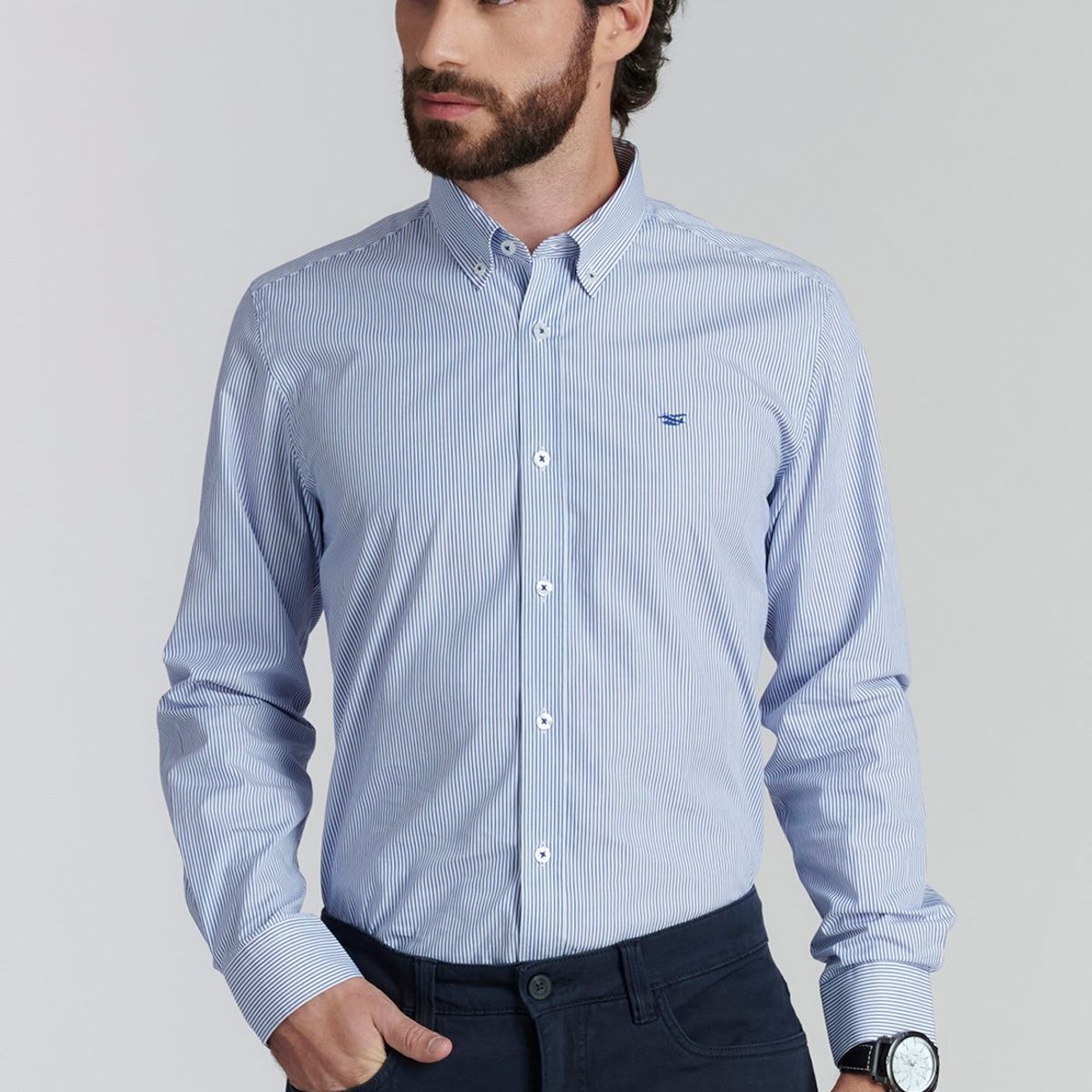 FEROUCH - Camisa Chicago Smart Casual Azul Ferouch