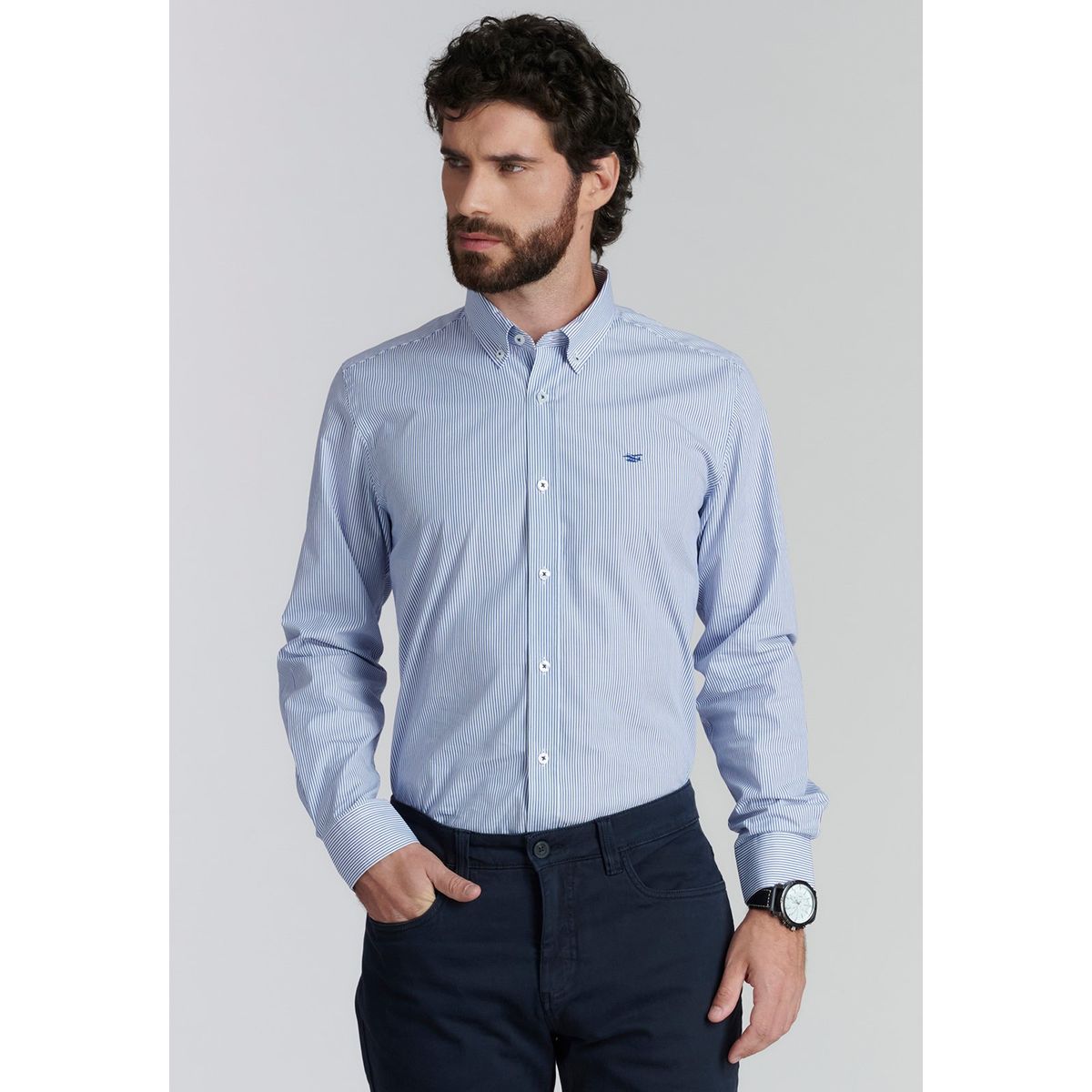 FEROUCH - Camisa Chicago Smart Casual Azul Ferouch