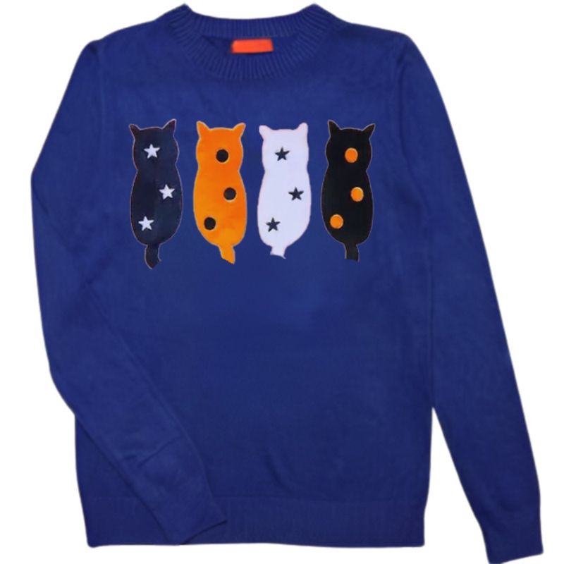 MPROPIA - Sweater Mujer Algodón Otoño Invierno Tejido Suave Diseño Gatito 536
