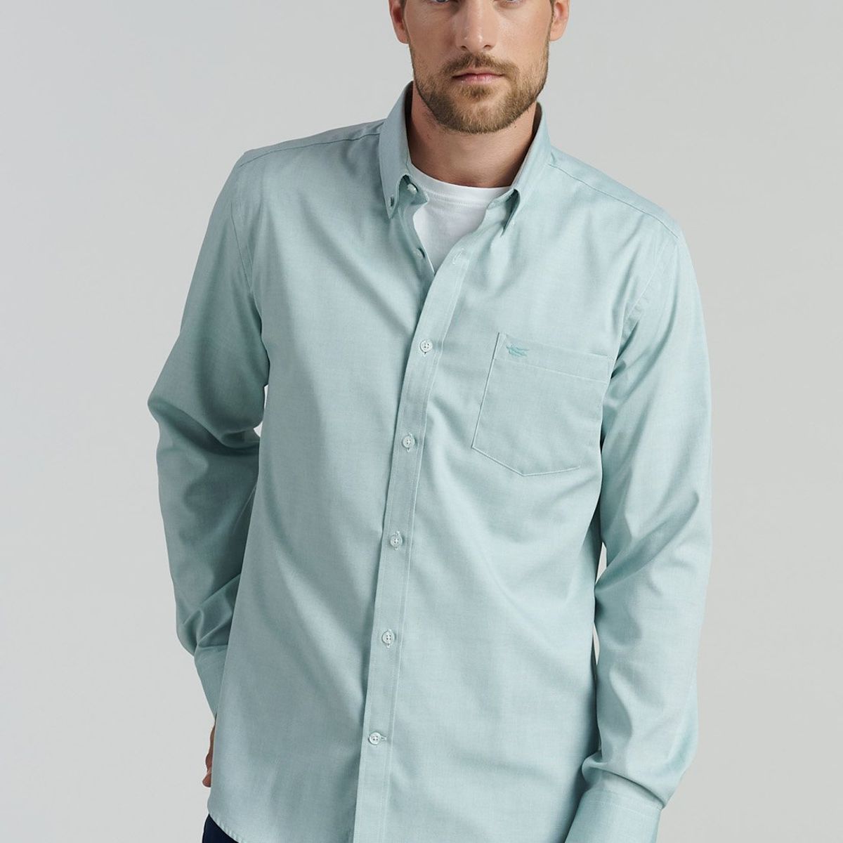 FEROUCH - Camisa Smart Casual Oxford Sc Verde Ferouch