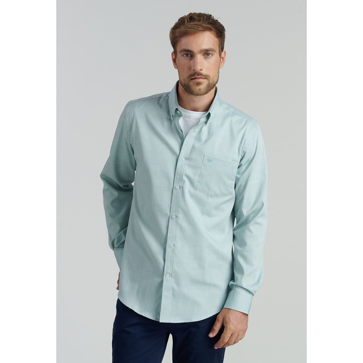 FEROUCH - Camisa Smart Casual Oxford Sc Verde Ferouch