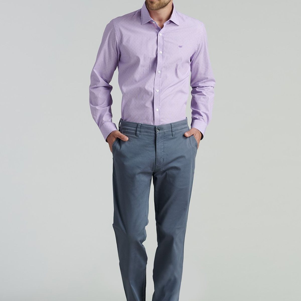 FEROUCH - Pantalón Twill Without Pleats L/33 Business Gris Ferouch